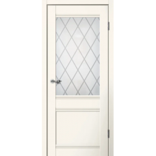 Дверь межкомнатная Сибирь Профиль Классик C01 Эмалит ваниль, стекло художественное